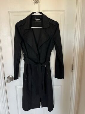 Tahari Black Trench Coat with Belt